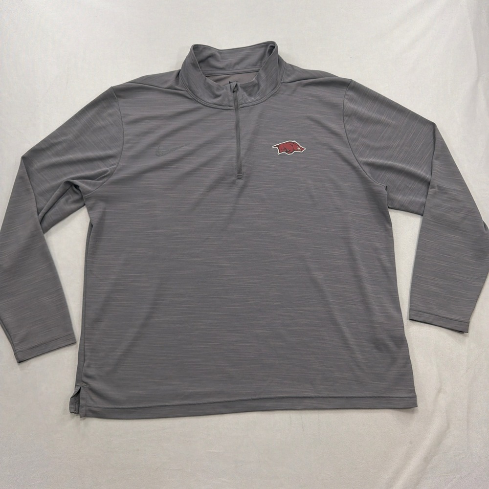 Nike Pullover Arkansas Razorbacks Intensity 1/4 Zip Grey Heather Mens XXL